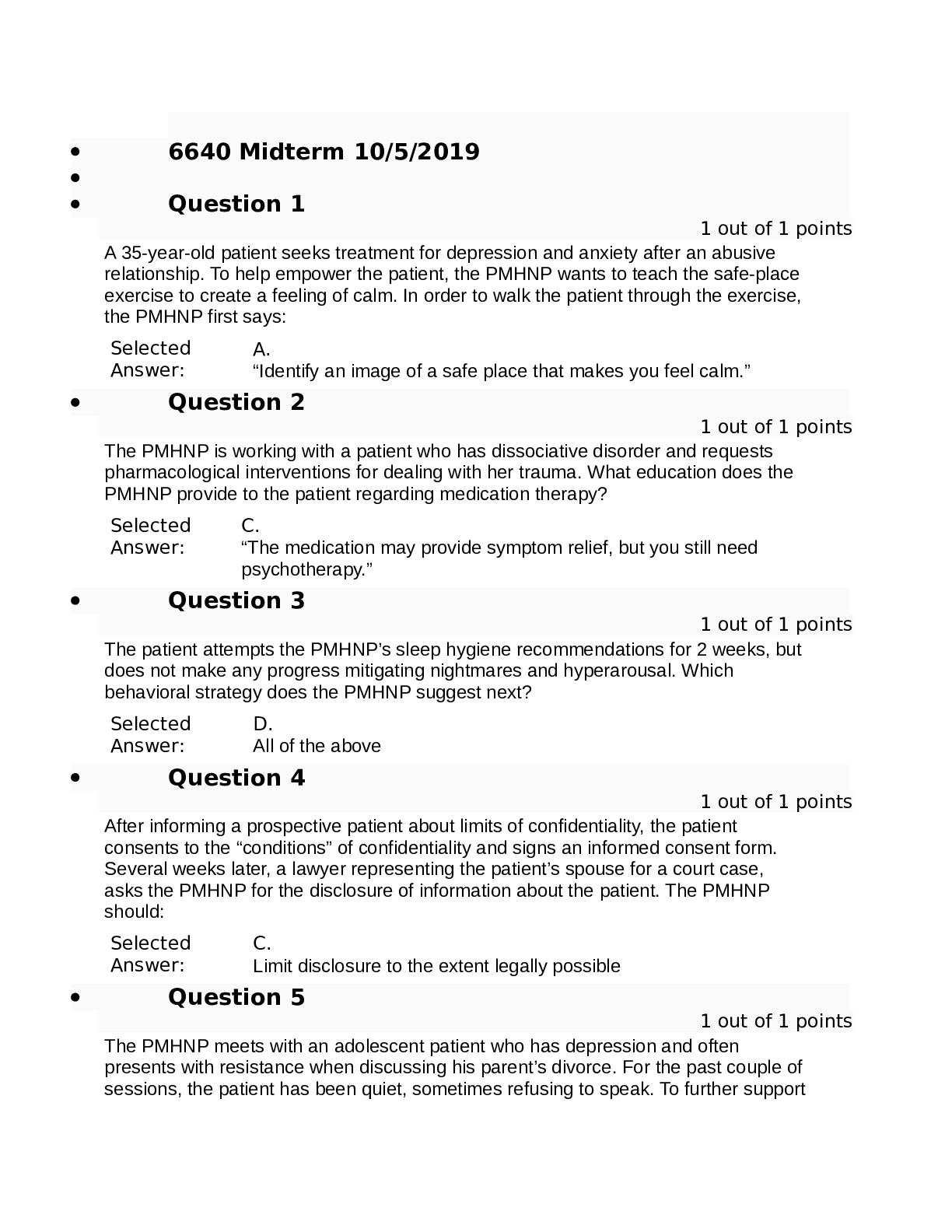 Preview of Walden University NURS 6640 Midterm Exam [76 Questions] (2021)